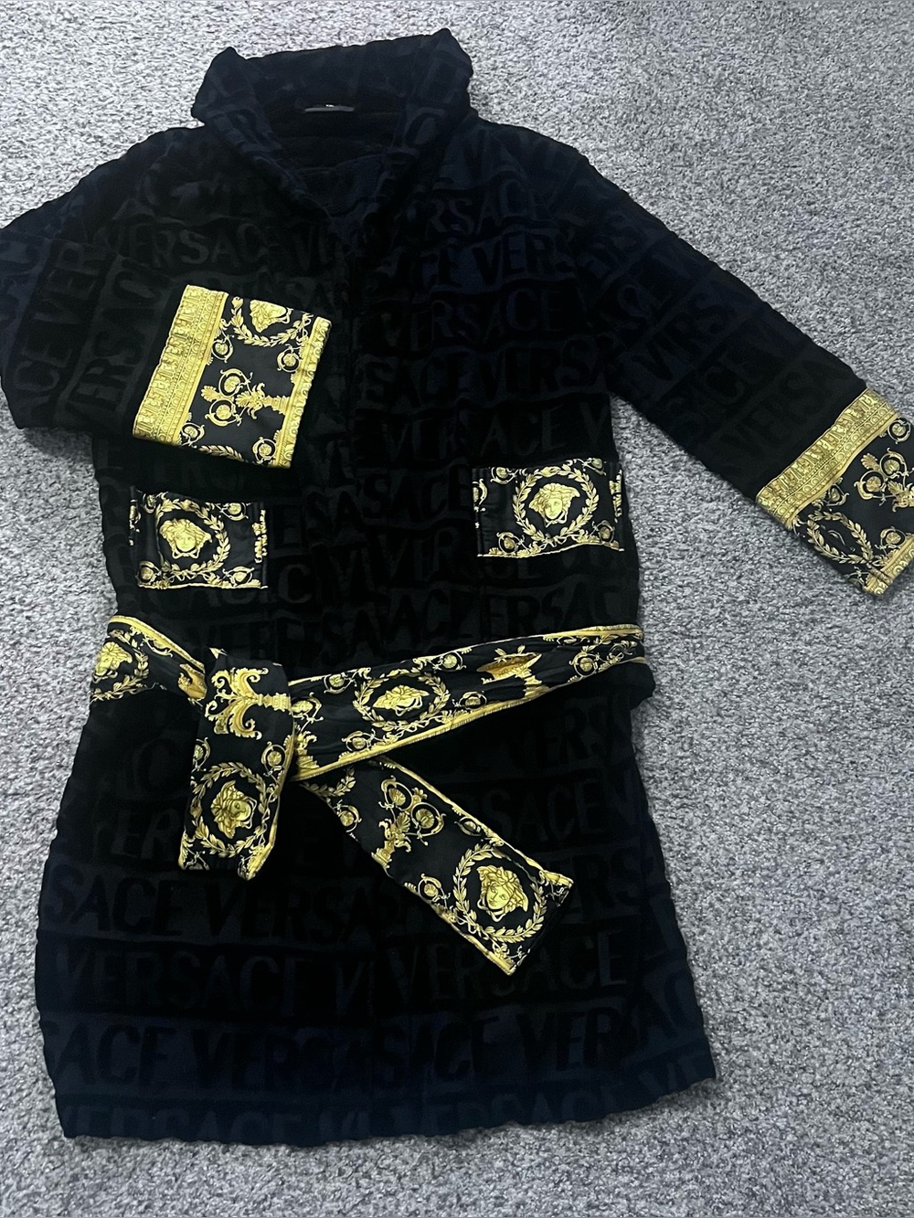 Authentic Size XXL - Versace Baroque Medusa Bathrobe Black Made In Italy